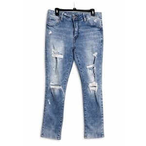 American Eagle Sticked Skinny Jeans Mens 34x30 Distressed Light Wash Denim